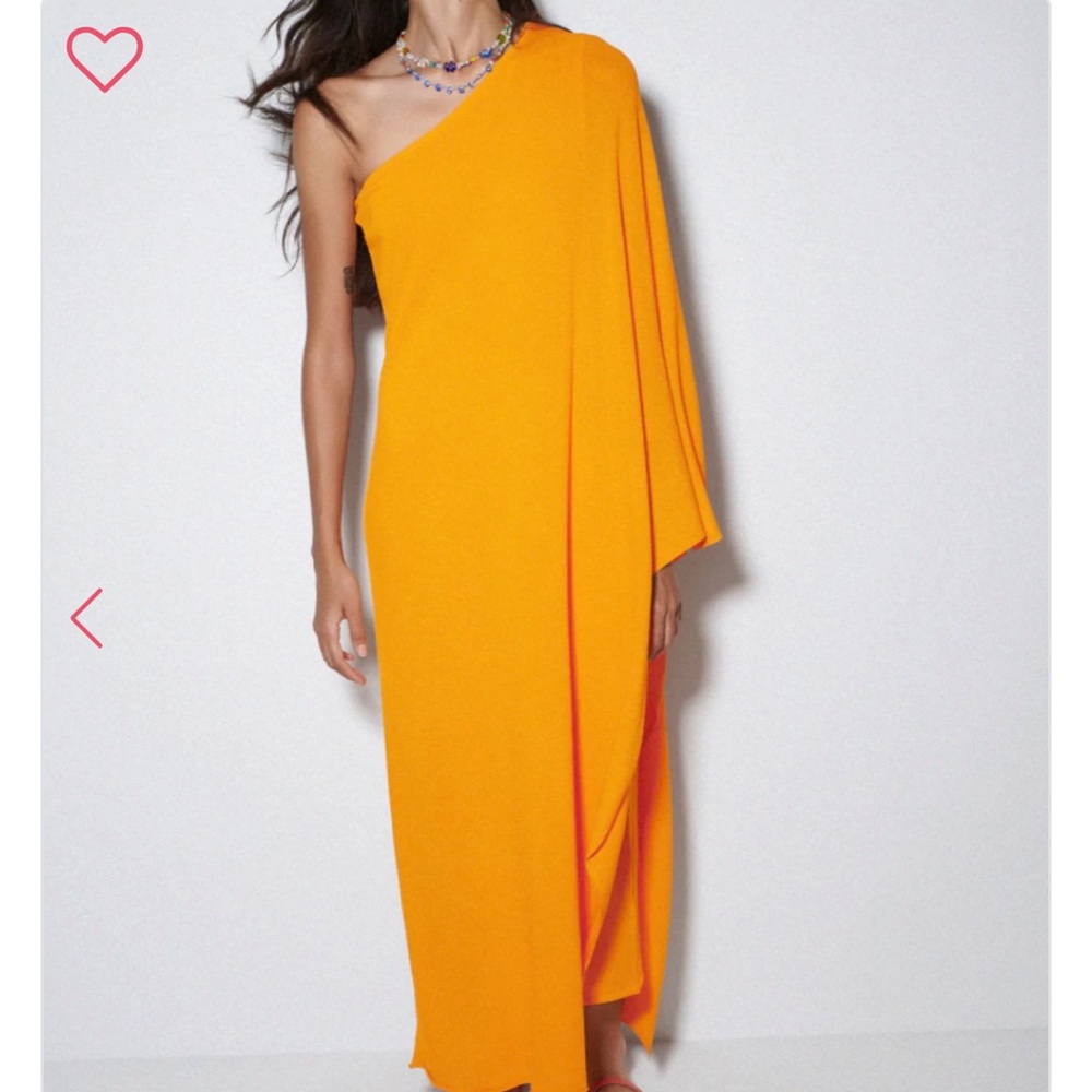 Zara orange one shoulder dress size m